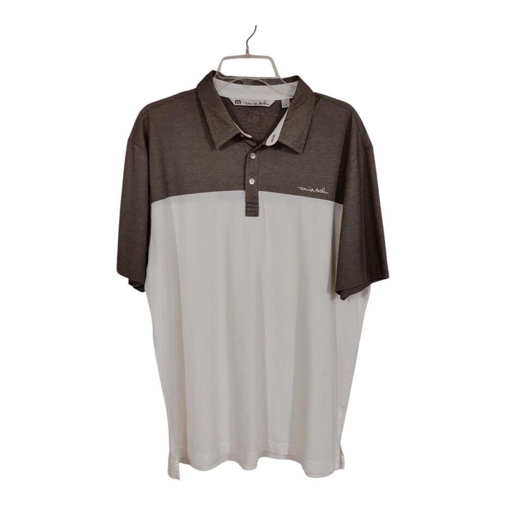 Travis Mathew Men's XL Golf Polo Shirt Embroidered Logo White/Gray athletic
